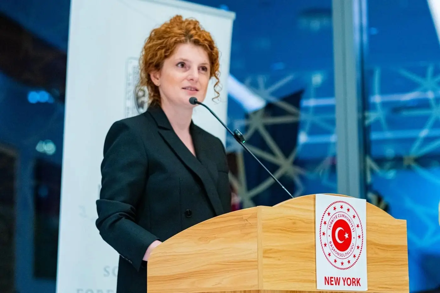 Consular representative speaking at the International Food and Culture Festival.